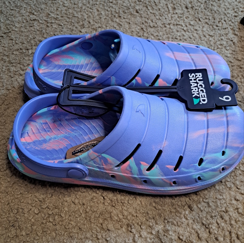 Rugged Shark Womens Tie Dye Clogs (Size 9) NWT